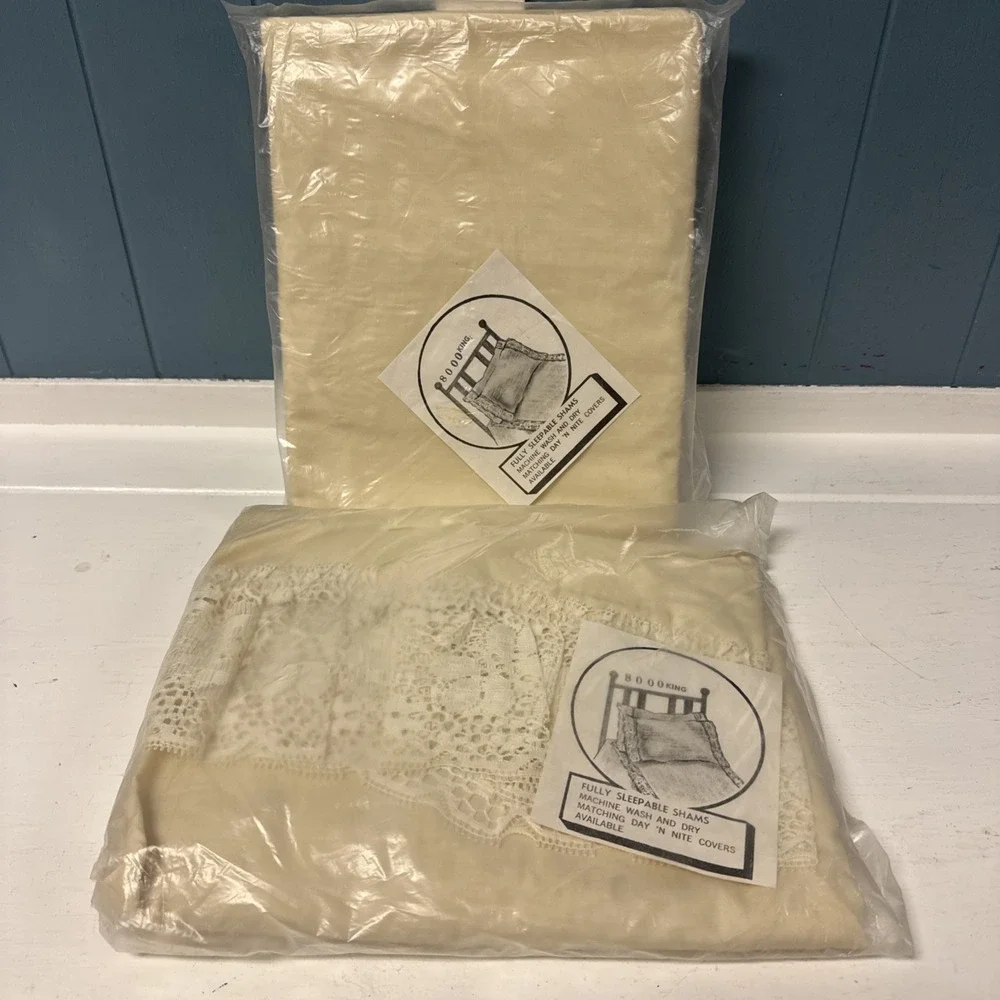 2 x New JUDY LEE Originals Elegant IVORY Lace KING ‎ Pillow SHAM Cases #8000
